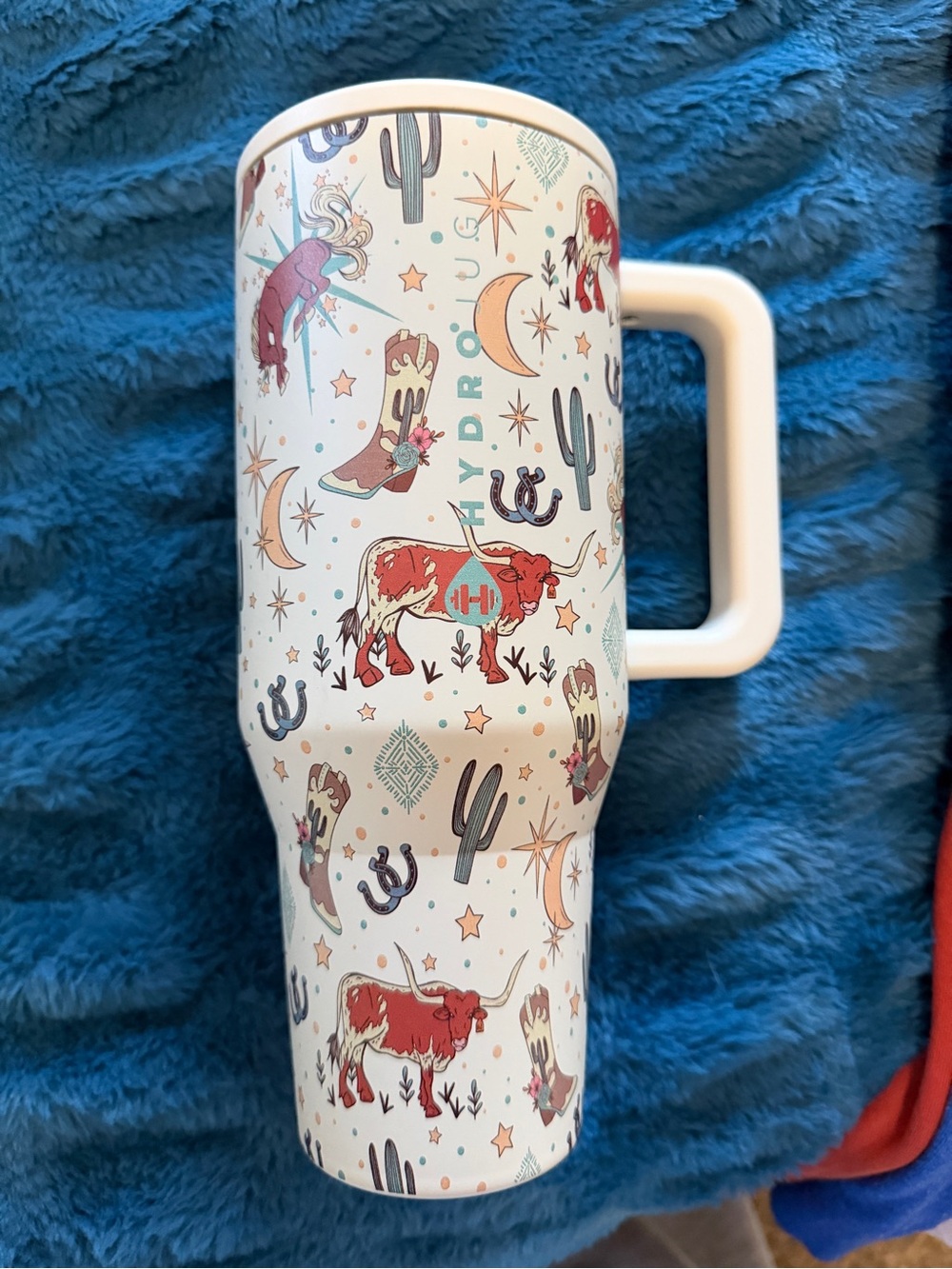 HydroJug White Tumbler with Red & Tan Western Motif